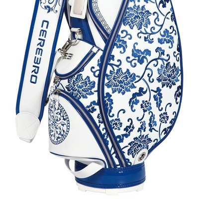 下殺-高爾夫球桿cerebro/斯巴諾 中國風女款鏡面PU球桿袋3D刺繡青花瓷高爾夫球包