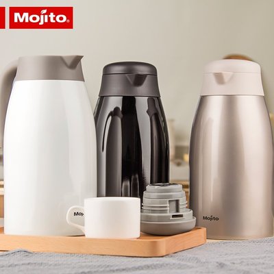 現貨 保溫瓶日本mojito保溫壺家用大容量便攜不銹鋼辦公室熱水瓶暖壺咖啡壺2L