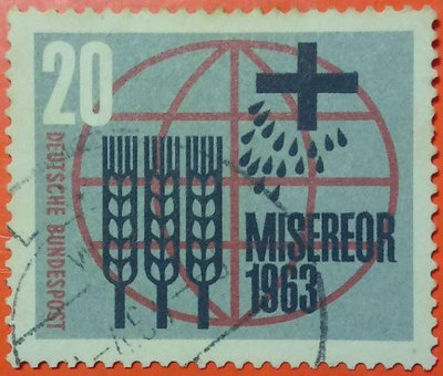 德國郵票舊票套票 1963 German Catholic "Misereor" Campaign Against Hunger and Illness