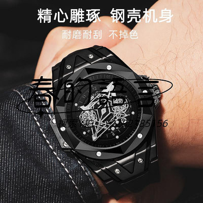 手錶2023新款大爆炸刺青手表男黑武士潮流防水鏤空高級感新概念機械表