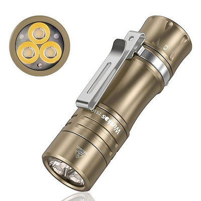 [黃銅]Wurkkos Ts10 強大的迷你 14500 EDC 手電筒 帶 3個 90 CRI LED 和單色 Aux
