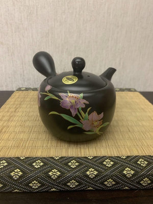 【店主收藏】日本 常滑燒 福仙作 黑泥 急須 側把壺 茶壺-13173