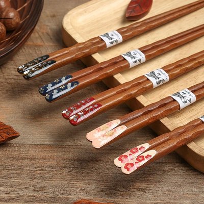 下殺-木質分餐筷子高品質家庭專用分餐鐵刀木高檔尖頭防霉防滑實木筷子