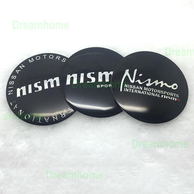 NISSAN 4 件裝 56.5 毫米鋁合金汽車標誌汽車輪轂中心蓋貼紙適用於日產 nismo 汽車造型配件
