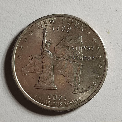 2001年美國25美分紐約州州幣紀念幣硬幣外國錢幣公園幣22787