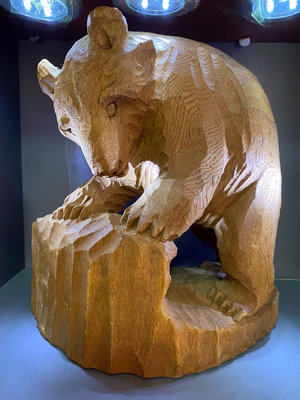 日本回流古董上山熊一木雕，全網唯一，北海道一木雕代表大師荒木