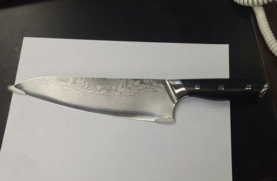 C寬版主廚刀試刀心得分享~日本AUS-10  67層大馬士革紋刀~非很厲害折疊鋼~龍紋鋼