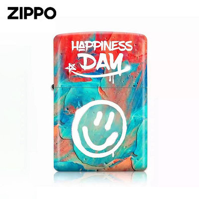 Zippo打火機正品 彩虹涂鴉笑臉個性彩印防風火機情人節送男友禮物