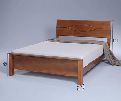 【萊夫家居】SN-310-1：淺胡桃5尺實木雙人床【台中家具】實木床 床架 床台 實木床板 松木實木 台灣製造