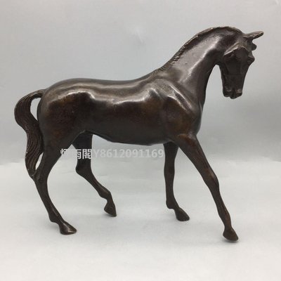 特賣-古玩收藏古玩銅器收藏銅馬馬擺件馬到成功家居飾品辦公室客廳裝飾紫銅禮品