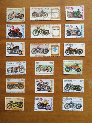 二手 摩托車主題郵票18枚。都是外國蓋銷上品票。很精美。實圖貨。 郵票 紀念票 信封【天下錢莊】299
