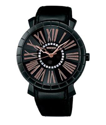 SEIKO旗下 WIRED 日系品牌 夜之風華時尚腕錶(AG5A17X)-黑/35mm