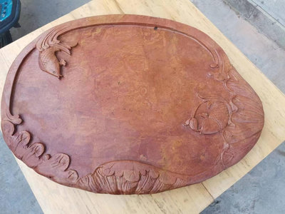 【二手】青州紅絲石茶盤，尺寸長65寬48厚5.5【銅都古董】12609古玩 收藏 古董