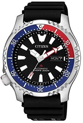 【金台鐘錶】CITIZEN 星辰 (水鬼) 潛水機械錶 200米防水 膠帶 藍紅框 (限量可樂圈) NY0088-11E