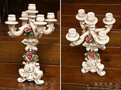 陶瓷燭台--秘密花園--義大利製造進口SONDA立體玫瑰陶瓷典雅燭台/擺飾