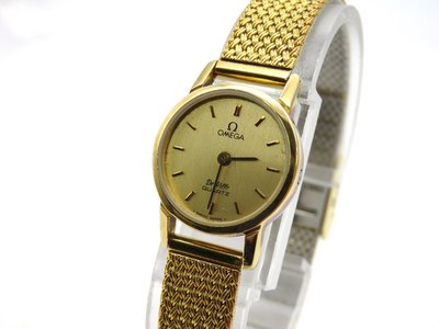 【精品廉售/手錶】瑞士名錶Omega歐米茄 石英女腕錶/黃金色錶身錶鍊甚美*靓款*#1387*防水*佳品