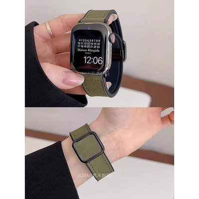 瘋馬紋真皮質磁吸扣適用小米手環8pro手錶小米智能手環7pro錶帶男女矽膠運動柔軟