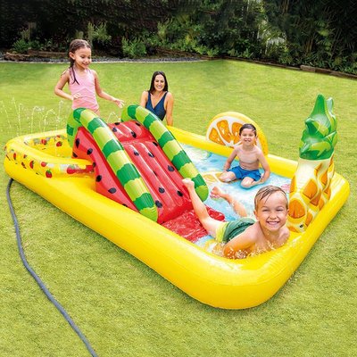 美國INTEX57158 水果樂園方形公園水池 充氣娛樂兒童游泳池浴池