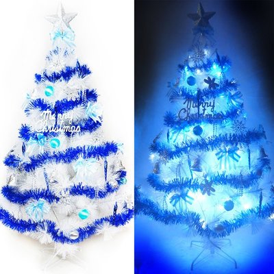 『心可樂活』台灣製15尺/15呎(450cm)特級白色松針葉聖誕樹 (藍銀色系)+100燈LED燈9串(附控制器跳機)