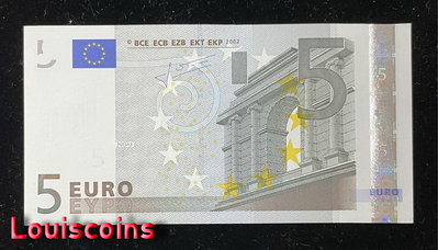 【Louis Coins】B1134-EUROPEAN CENTRAL BANK-2002歐盟紙幣-5euro二簽