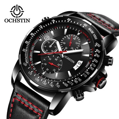 【潮裡潮氣】OCHSTIN/奧古斯登正品手錶石英表夜光防水腕錶計時多功能真皮時尚男士手錶GQ6125B