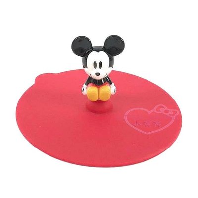 ♥小花花日本精品♥ 迪士尼 Mickey 米奇 紅 坐姿立體造型公仔 矽膠 耐熱 可微波 杯蓋  33209906