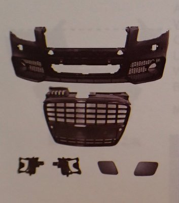 泰山美研社18111903 奧迪 AUDI A4 05-08年 S8樣式 亮黑 前保桿附水箱罩 空力套件 A4俱樂部