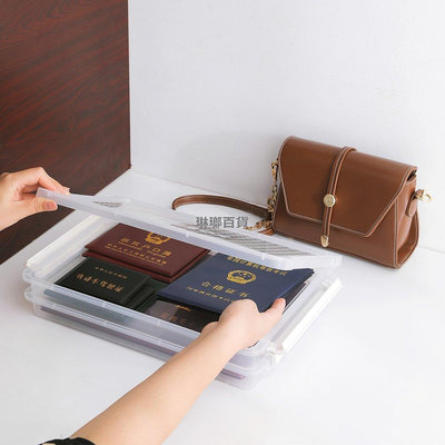 透明證件收納盒辦公室A4紙資料盒家用塑料抽屜護照整理盒-琳瑯百貨