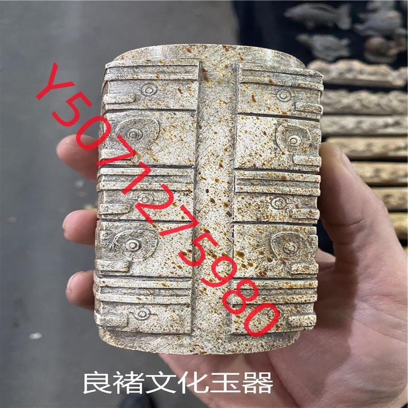 古玉新舊石器古人祭祀禮器仿良褚玉器人面玉棕把件擺件長方形玉棕【百草