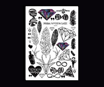 【萌古屋】魔幻森林系列鑽石鹿角- 男女防水紋身貼紙原宿刺青貼紙