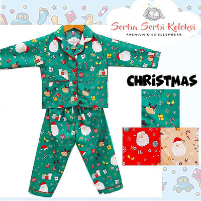 Katun 兒童睡衣長袖聖誕老人聖誕聖誕睡衣高級棉 PP31
