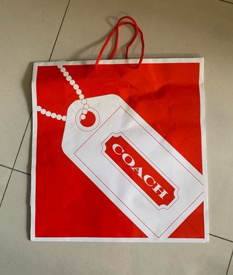 Coach大袋子二手紅白色日本紙袋