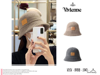 首爾美人✅日本單Vivienne Westwood皮標羊毛針織漁夫帽❤
