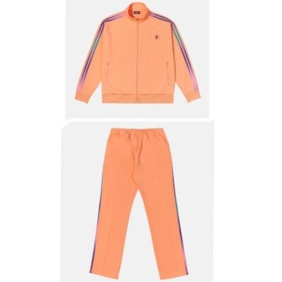 【全新】韓國品牌 N CORE x NERDY 彩色邊條運動外套 運動褲 運動套裝 橘S