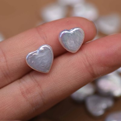 珍珠天然淡水珍珠愛心12-13mm異形巴洛克心形白色顆粒diy半成品