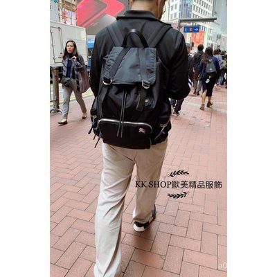 【日本二手】BURBERRY The Rucksack 金屬戰馬LOGO軍旅後背包 (大款) 兩色可選