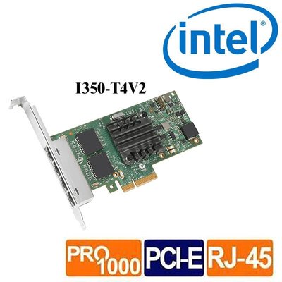 全新 Intel 英特爾 1G 四埠 RJ45 伺服器網路卡 PCI-E 乙太網路伺服器介面卡 I350-T4V2