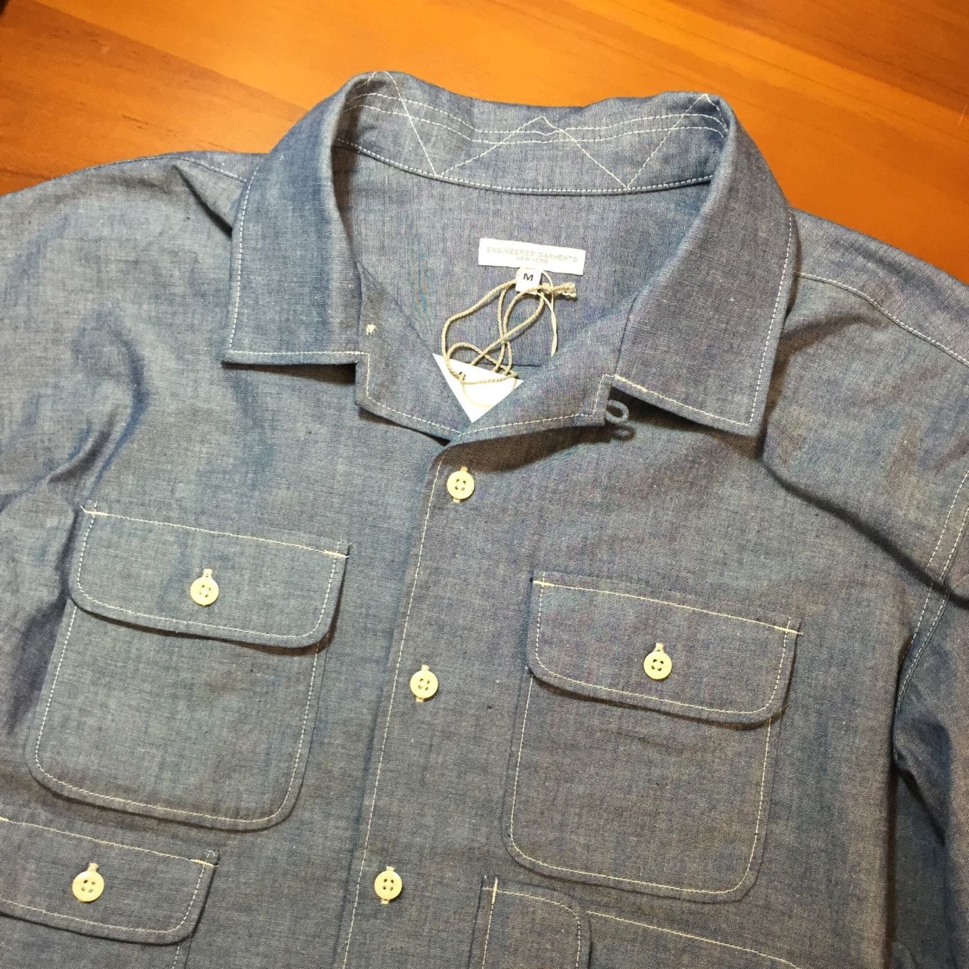 21SS ENGINEERED GARMENTS BLUE COTTON CHAMBRAY BOWLING SIZE:M