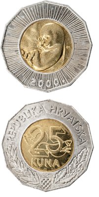 克羅地亞 2000年 千禧年 新生嬰兒 25庫納 雙金屬 紀念幣 全新UNC