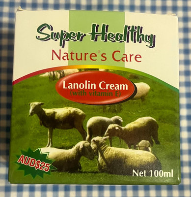 全新未拆封澳洲Super Healthy Nature's Care Lanolin Cream(維他命 E)綿羊油,100元賣出