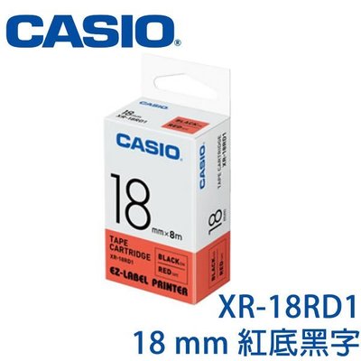 【MR3C】含稅附發票 CASIO卡西歐 18mm XR-18RD1 紅底黑字 原廠標籤機色帶