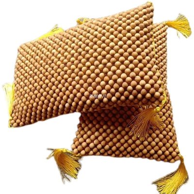 現貨熱銷-太行崖柏圓珠錦緞枕頭1.0佛珠夏季清涼中式床上用品靠墊香味濃郁