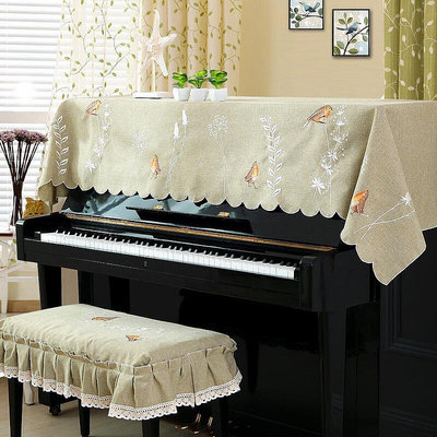 鋼琴罩 鋼琴布 鋼琴巾 十字繡鋼琴巾半罩歐式布藝鋼琴蓋巾鋼琴防塵套刺繡通用琴凳罩全罩