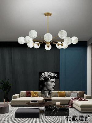 客廳燈魔豆吊燈現代簡約大氣臥室燈創意ins網紅3D月球燈北歐燈具