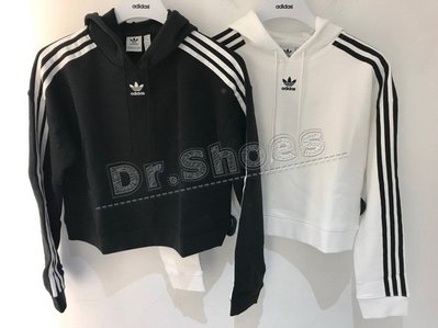 【Dr.Shoes 】Adidas Cropped Hoodie 女裝 短版 休閒 帽T 黑CY4766 白DX2321