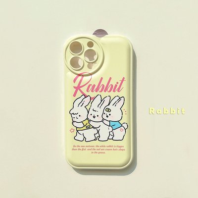 奶黃色兔子墊適用iPhone14promax手機殼13蘋果11Pro軟殼xsmax可愛