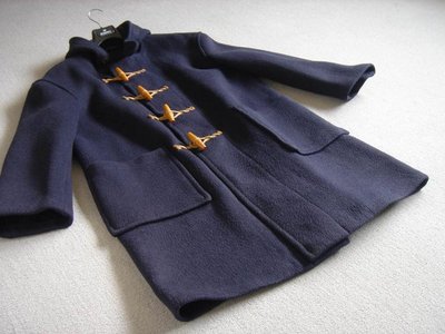 英國製 經典 GLOVERALL 毛料連帽長大衣 麻繩 木釦 二手
