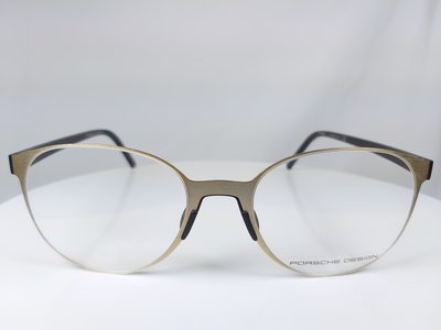 『逢甲眼鏡』PORSCHE DESIGN鏡框 全新正品 金色圓框 霧面黑鏡腳  微貓眼極簡設計【P8312 B】