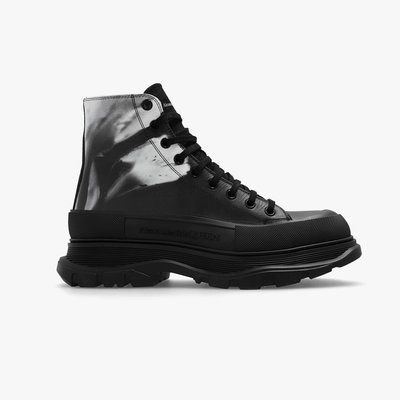[全新真品代購-F/W23 SALE!] Alexander McQueen 黑色皮革 高筒鞋 / 靴子 (麥昆) tread slick