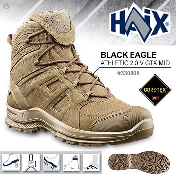 【EMS軍】德國HAIX BLACK EAGLE ATHLETIC 2.0V GTX MID 黑鷹運動中筒鞋(狼棕色)